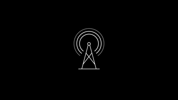 White picture of antenna on a black background. — Stok video