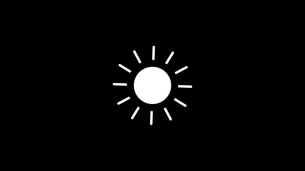 White picture of sun on a black background. — Stok Video