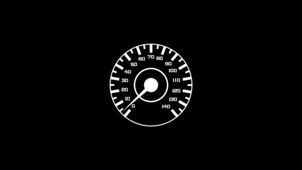 Vit bild av hastighetsmätare på svart bakgrund. — Stockvideo