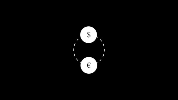 黒を背景にした通貨交換の白い写真. — ストック動画