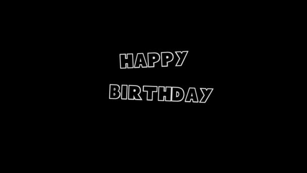 White picture of Happy Birthday on a black background. — 비디오