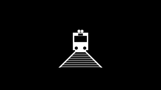 Biały obraz pociągu na czarnym tle. — Wideo stockowe