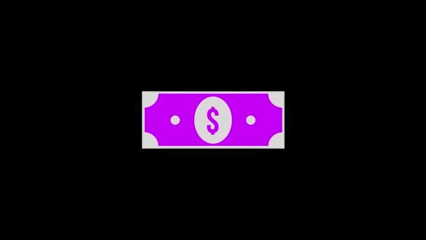 검은 배경에 있는 달러의 천연색 그림. — 비디오