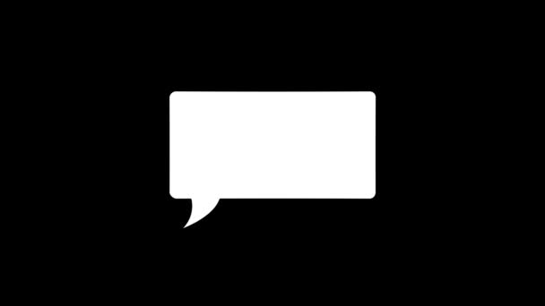 Weißes Gesprächsbild auf schwarzem Hintergrund. — Stockvideo
