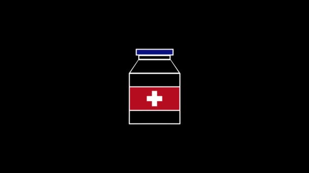 Color picture of medicines on a black background. — Stockvideo