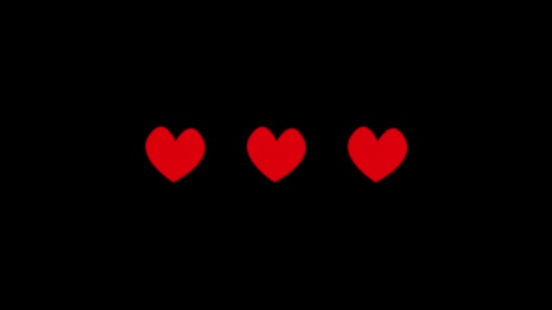 Кольорове зображення сердець на чорному тлі . — стокове відео