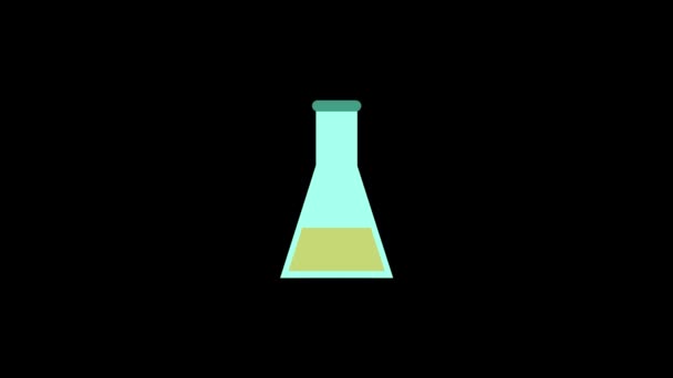 Color picture of flask with liquid on a black background. — Stockvideo