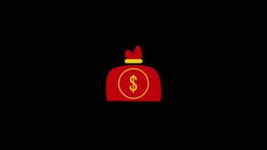 Color picture of bag with money on a black background.