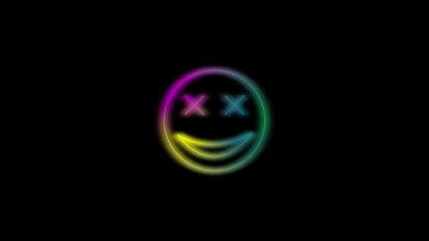 Color picture of funny face on a black background. — Stockvideo