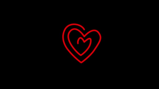 Imagem colorida do coração sobre um fundo preto. — Vídeo de Stock