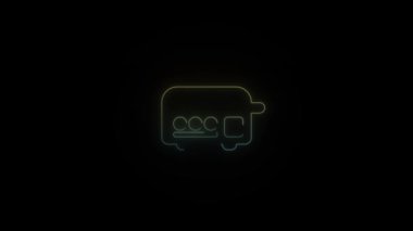 Siyah arkaplanda parlayan neon tost makinesi simgesi.