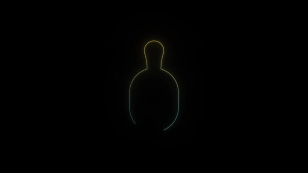 Zářící neonová láhev ikona na černém pozadí. — Stock video