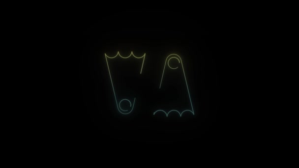 Brilhando neon flippers ícone no fundo preto. — Vídeo de Stock