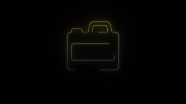 Siyah arkaplanda parlayan neon kutu simgesi.