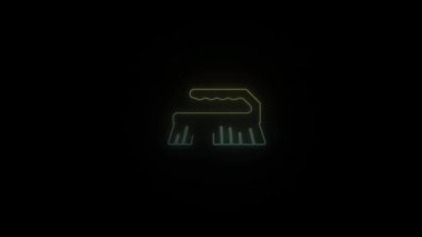 Siyah arkaplanda parlayan neon fırça simgesi.