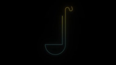 Siyah arkaplanda parlayan neon kepçe simgesi.