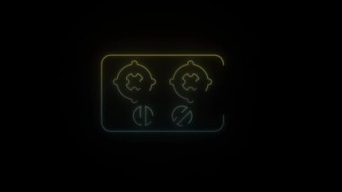Siyah arkaplanda parlayan neon gaz soba simgesi.