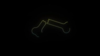 Siyah arkaplanda parlayan neon kırık kemik simgesi.