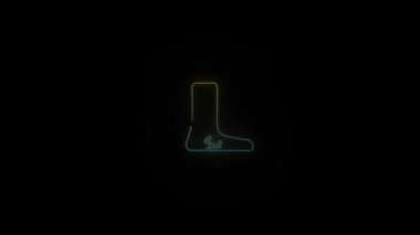 Siyah arkaplanda parlayan neon ayak ağrısı simgesi.