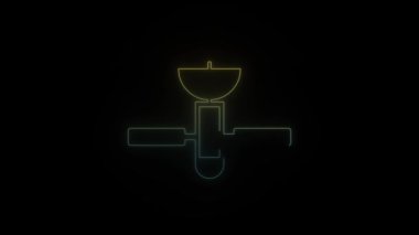 Siyah arkaplanda parlayan neon uydu simgesi.
