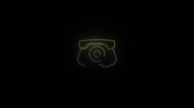 Siyah arkaplanda parlayan neon telefon simgesi.