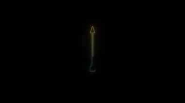 Siyah arkaplanda parlayan neon ok simgesi.