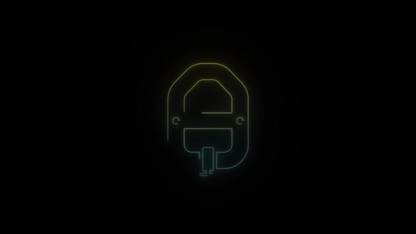 Zářící neon nafukovací loď ikona na černém pozadí. — Stock video