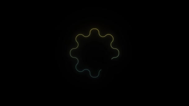 Icona dell'ingranaggio al neon luminoso su sfondo nero. — Video Stock