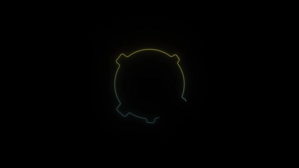 Icona bomba al neon incandescente su sfondo nero. — Video Stock
