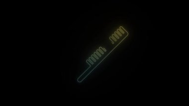 Siyah arkaplanda parlayan neon tarama simgesi. Saçını tarıyor. Hareket grafikleri ve birleşikliği için 4K video animasyonu.