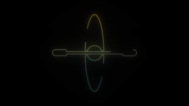 Siyah arkaplanda parlayan neon kano simgesi. Aşırı su sporu. Hareket grafikleri ve birleşikliği için 4K video animasyonu.
