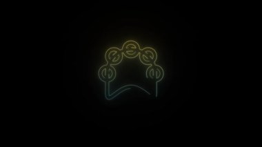 Siyah arkaplanda parlayan neon perküsyon simgesi. Perküsyon için müzik aleti. Hareket grafikleri ve birleşikliği için 4K video animasyonu.