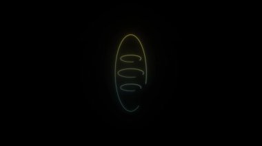 Siyah arkaplanda parlayan neon somun simgesi. Sandviçler için un ürünü. Hareket grafikleri ve birleşikliği için 4K video animasyonu.