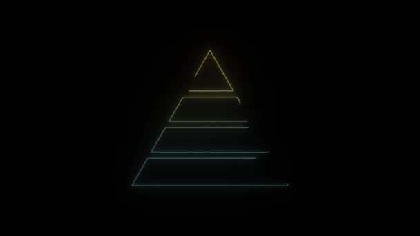 Светящийся Значок Неоновой Пирамиды Черном Фоне Экономическая Пирамида Человеческих Потребностей — стоковое видео