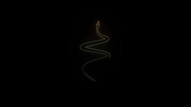 Сяючий Неонова Змія Значок Чорному Тлі Холоднокровна Істота Джунглях Відео — стокове відео