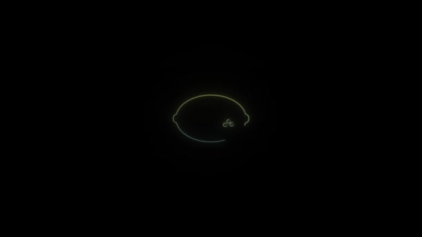 Świecąca Neonowa Ikona Cytrynowa Czarnym Tle Cytryna Robienia Koktajlu Animacja — Wideo stockowe