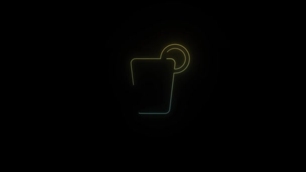 ブラックを基調にネオンカクテルのアイコンが輝きます レモンとカクテル モーショングラフィックスと合成のための4Kビデオアニメーション — ストック動画
