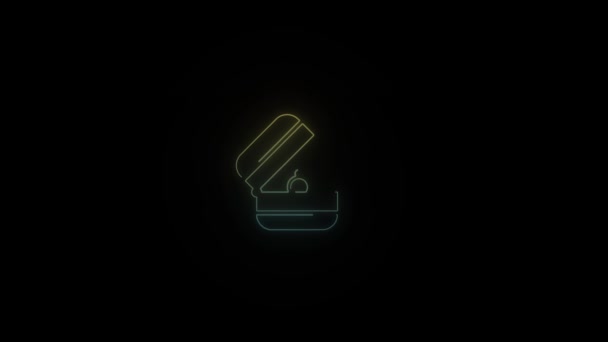 Glowing Neon Wedding Ring Icon Black Background Declaration Love Loved — Stock Video