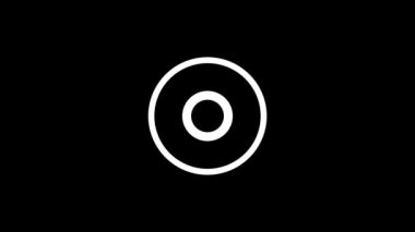 Siyah arkaplandaki dairelerin beyaz resmi. Daire çiz. Gösteri dünyası sunumu. Projeniz için ayrışma sıvısı geçiş simgesi. Hareket grafikleri için 4K video animasyonu ve