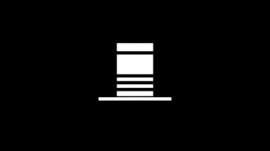 Siyah arka planda beyaz şapka resmi. Sirkteki numaralar için şapka. Projeniz için ayrışma sıvısı geçiş simgesi. Hareket grafikleri ve birleşikliği için 4K video animasyonu.