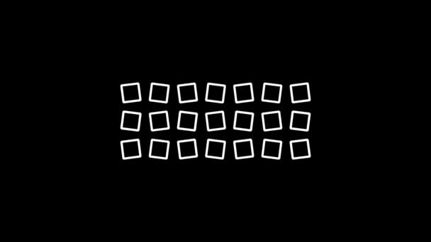 Cuadro Blanco Abstracción Sobre Fondo Negro Cuadrados Abstractos Para Decoración — Vídeos de Stock