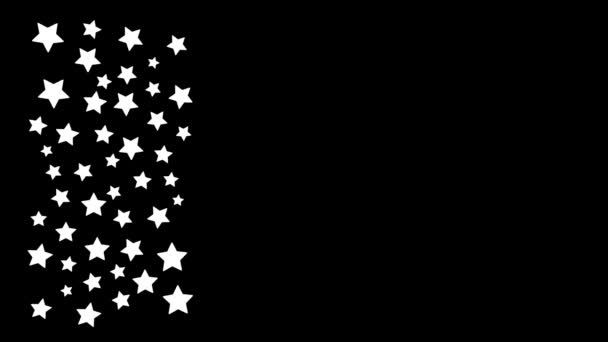 Белая Фотография Звезд Черном Фоне Звезды Левой Стороне Заднего Плана — стоковое видео