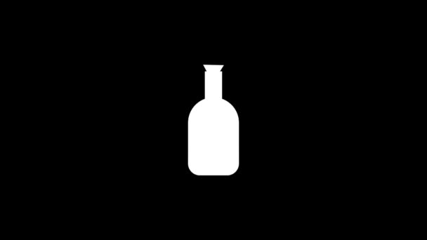 Vit Bild Flaskan Svart Bakgrund Vätskebehållare Distortion Flytande Stil Övergångsikon — Stockvideo