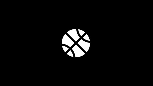 Weißes Ballbild auf schwarzem Hintergrund. basketball ball. Sportwettbewerb. Verzerrung flüssigen Stil Transition-Symbol für Ihr Projekt. 4K-Videoanimation für Motion Graphics und Compositing.