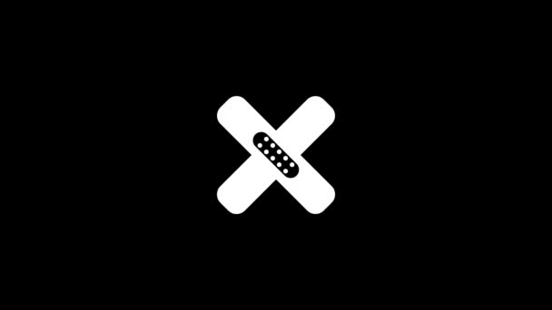 Λευκή Εικόνα Αυτοκόλλητου Σοβά Μαύρο Φόντο Επούλωση Πληγών Στο Φόντο — Αρχείο Βίντεο