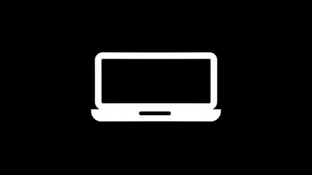 Siyah Arka Planda Beyaz Dizüstü Bilgisayar Resmi Bir Kafede Kayın — Stok video