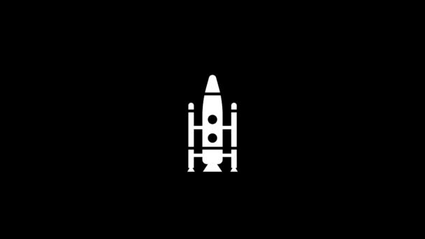 Λευκή Εικόνα Του Πυραύλου Μαύρο Φόντο Παράδοση Φορτίου Στον Διαστημικό — Αρχείο Βίντεο