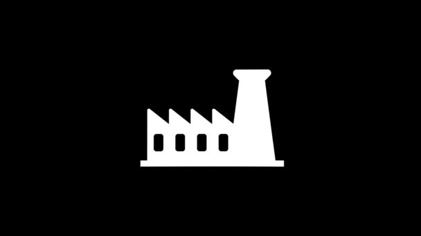 Λευκή Εικόνα Του Πυρηνικού Σταθμού Μαύρο Φόντο Παραγωγή Ηλεκτρικής Ενέργειας — Αρχείο Βίντεο