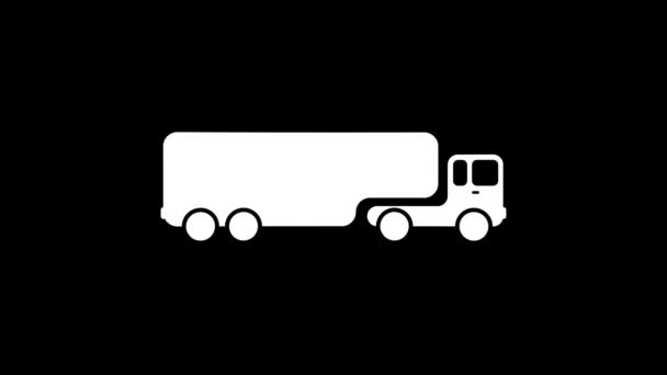 黒い背景のトラックの白い写真 商品の長距離輸送 プロジェクトの歪み液体スタイル遷移アイコン モーショングラフィックスと合成のための4Kビデオアニメーション — ストック動画