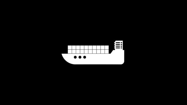 Белая Фотография Танкера Грузом Черном Фоне Транспортировка Контейнеров Через Море — стоковое видео